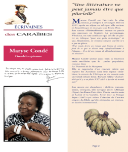 Exposition itinérante sur la littérature des Antilles
Exposition itinérante sur les femmes écrivain
Exposition itinérante sur les femmes et la littérature
Exposition itinérante sur les auteurs guadeloupéens
Exposition itinérante sur les auteurs martiniquais
